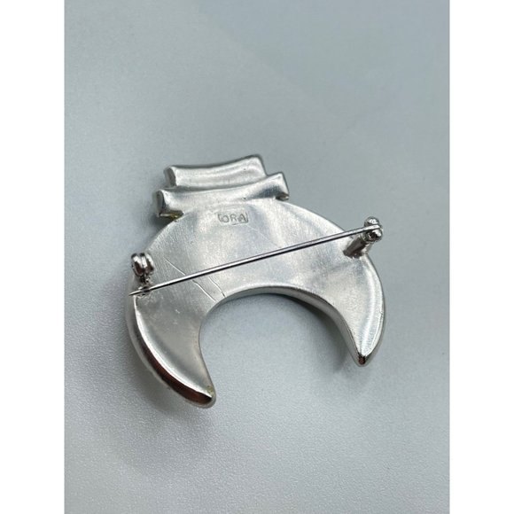 Signed ORA Vintage Crown Pin Brooch Rhinestones Pave Pot Metal 1940s Costume Pin - Picture 9 of 10